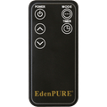 A black Remote Control for Wall Hugger & GEN21 | YN024 with four white-labeled buttons—power, up, down, and mode/timer—and “EdenPURE” in gold at the bottom; designed specifically for Wall Hugger models.