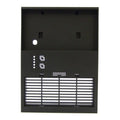 A black metal EdenPURE Rear Panel A3845-RP for Gen 3 500/500 XL, featuring a bottom vent, grid pattern, two square holes, one round hole, and white symbols/dots on the upper left side.