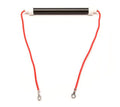 A cylindrical black Heating Element Bulb (A3841-RP) for EdenPURE Gen 3 500/500 XL, with white ends and two red wires ending in metal ring terminals, is shown on a white background.
