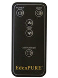 The Remote Control | A5152 is a black rectangular device with five labeled buttons—power, quiet mode, temperature up, temperature down, and air purifier—each featuring clear icons and text for easy use.